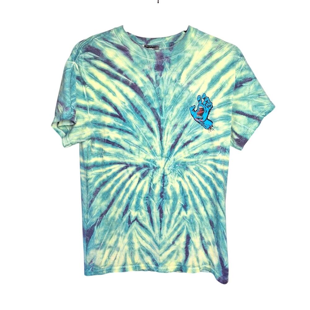 Santa Cruz VINTAGE Y2K graphic print front & back tie dye tee skateboarding emo